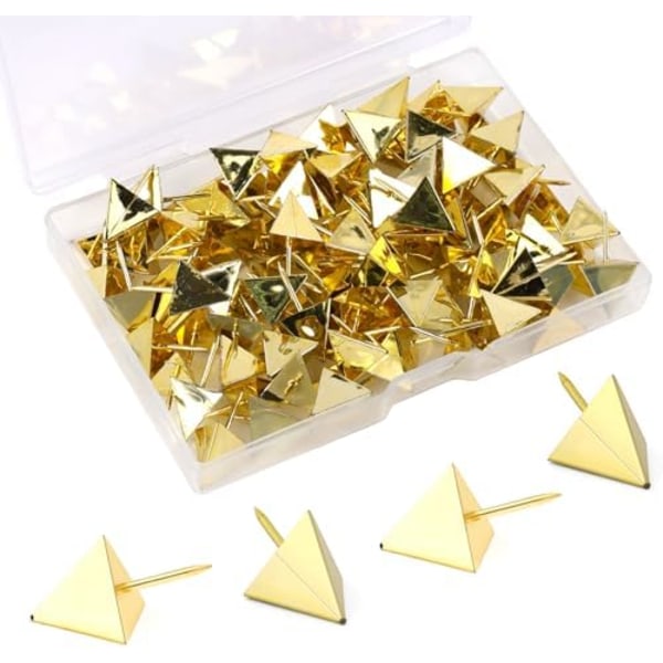 100 stk. Guld Push Pins, Trekantformede Push Pins med Stålspids Guld Tommelfinger Knapper Dekorative Push Pins til Korktavle