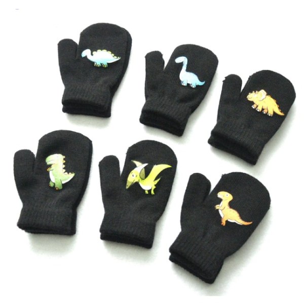 6 par magiska handskar för barn 1-5 år, svarta helfingrar Wi