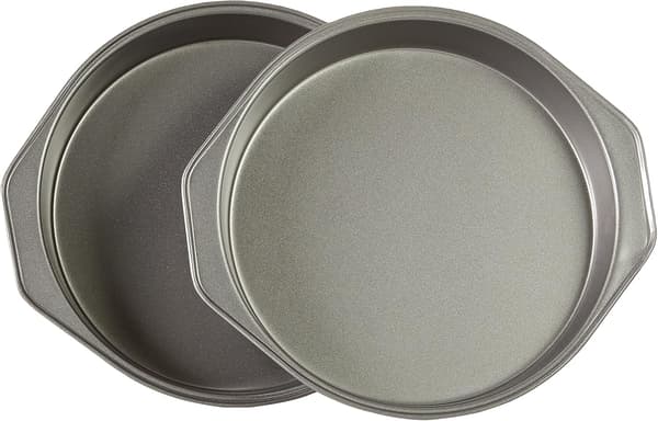 Sæt med 2 runde non-stick kageforme i kulstofstål 23,9 cm, grå