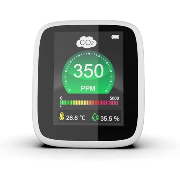 Luftkvalitetsdetektor innendørs digital temperatur- og fuktighetsmonitor LCD-skjerm Karbondioksid Karb