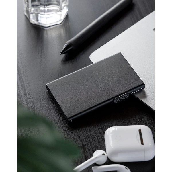 Sort Bankkort Holder til Mænd eller Kvinder Aluminium Kreditkort Holder RFID Blokering Pop Up Kortpung