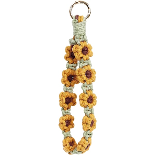 Boho Macrame Nøglering Håndledsrem Nøglering Vævet Udsøgt Nøgleringsholder Armbånd Håndlavet Håndledsrem til Kvinder