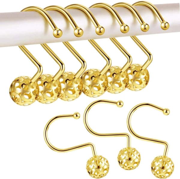 24-pack Guld Duschdraperiringar - Duschringar i Rostfritt Stål