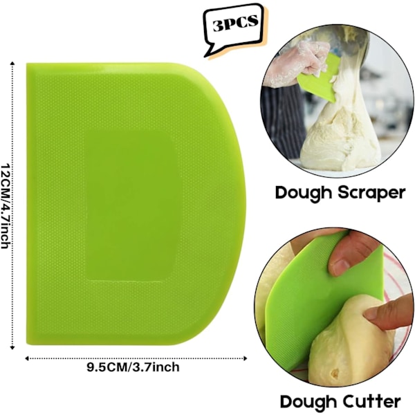 Pack Corner Brøddeigskuttere 11,9 x 9,4 cm, Sklisikker, BPA-fri Plast, Skarpe Kanter & Hjørner, Fleksibel Skrape, Bakverkdeigkutter - Dekorering