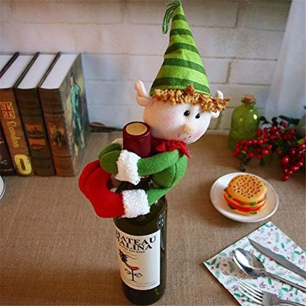 3 Styk Vinflaske Dækning Hugger Holder Flaske Topper Julepynt Spisebord Ornamenter Snemand Julemand E