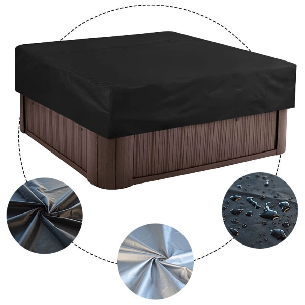 （207x207x30cm, Sort）Pool Cover Firkant Solcelledækken til Svømning P