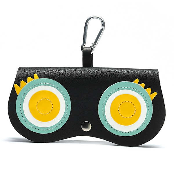 Cartoon Sunglass Bag, Portable Snap-on Glasses Case with Clip PU Leather Splicing