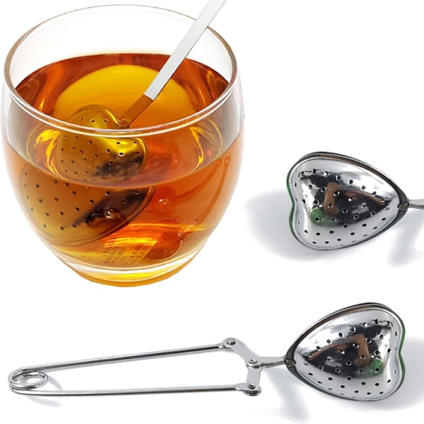 10 stk. Rustfrit Stål Te-filtre Løse Blade Te-infuser Sigter Genanvendelige Interval Diffuser Hjerteformet Te-opdeling