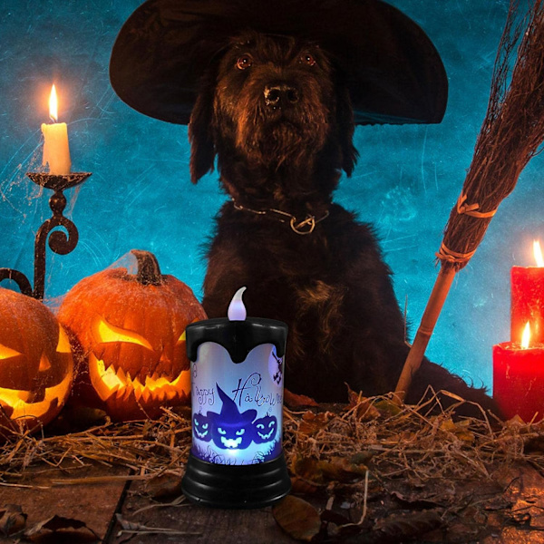 Halloween-lys LED-gresskarlys - Batteridrevne LED-lys - Glitrende LED-batteripillar Ca