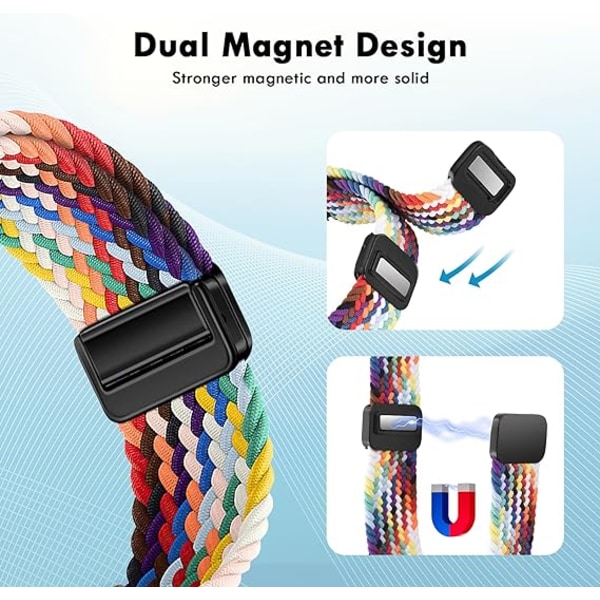 2 Braided Bracelets Compatible with Samsung Galaxy Watch 6/5/4 40mm 44mm, Adjustable Elast