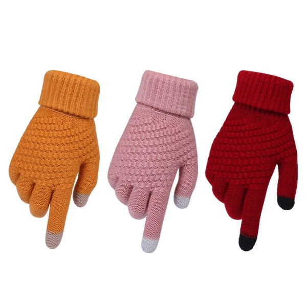 3 paria naisten talviset kosketusnäytölliset käsineet, lämmin fleecevuorattu