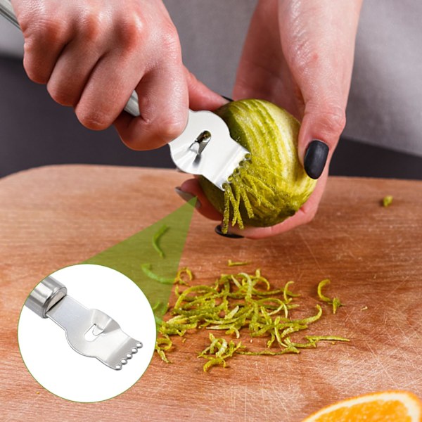1 stk. Rivejern, Citron- og Appelsinzester Skraber, Rustfri Stål Skræller, Citronskærer, Køkken- og Barværktøj