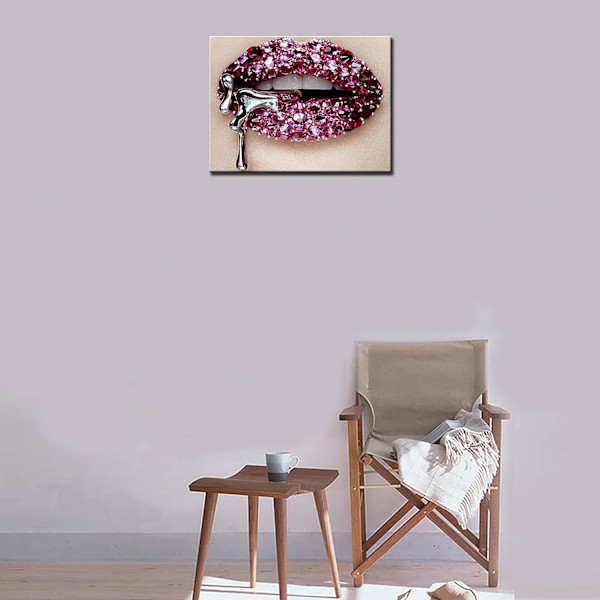 (30x40cm) Timanttimaalaus 5D DIY Violetti Seksi Huulet Drool of M