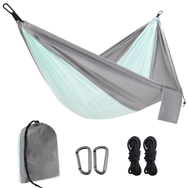 Bärbar hängmatta, grågrön hängmattesäng, campingbädd för