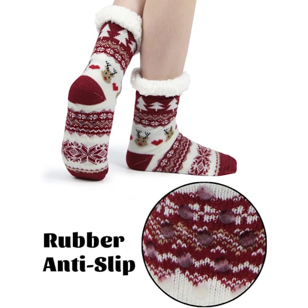 11×39×1cm Tofflor för kvinnor med grepp - Vinter halkfria tjocka luddiga strumpor - Varma mysiga julklappar
