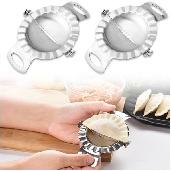 2-pak Dumpling Maker - Dumplingindpakningsmaskine i rustfrit stål - Dejskærer Dumplingform til Dumpling Ravioli