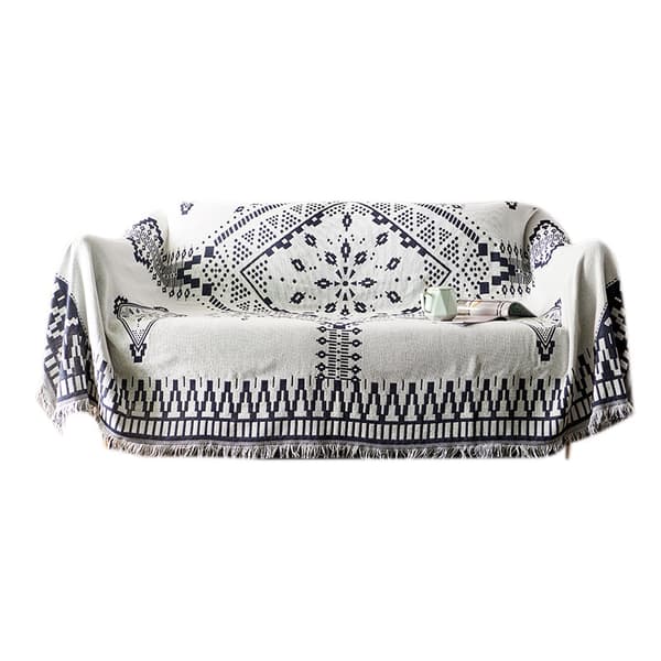 Tosidet strikket bomuldsreversibelt sofasæde Boho Couch Cov