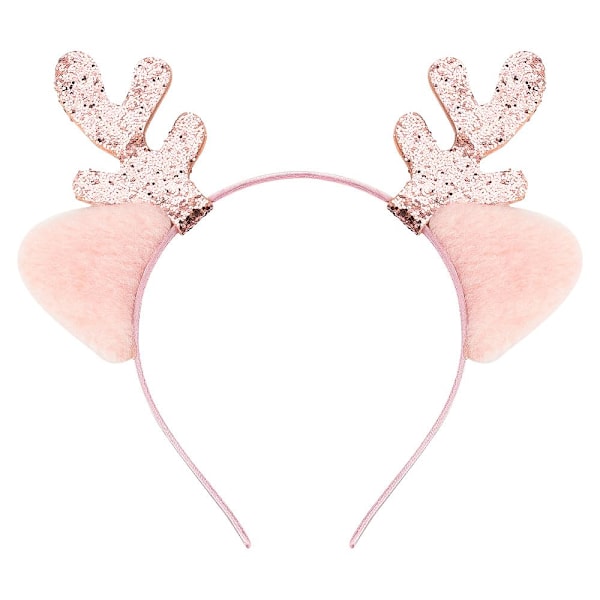 Juleelg Hodebånd for Kvinner Jenter Rosa Reinsdyr Gevir Ører Hodebånd Jule Hodeplagg for Barn Jul Kostyme Hai