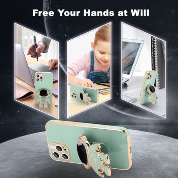Söt 3D Astronaut Stativ med Kickstand Stötskyddande Silikon Mjuk Bakskydd för Apple iPhone 16 Pro Max Telefonfodral