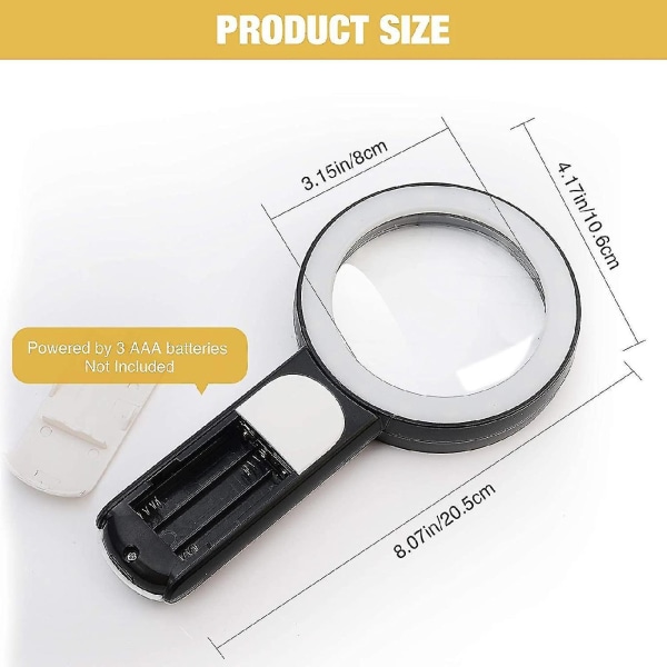 Magnifying Glass with Light, 30x Large Handheld Magnifying G