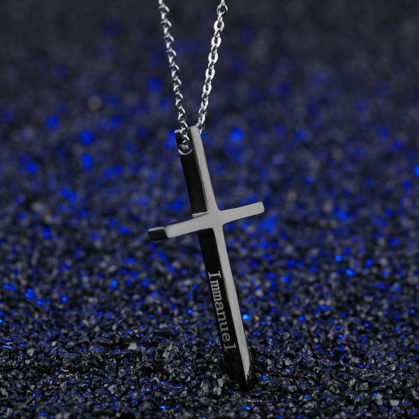 Collier croix en acier titane,Pendentif Collier en Forever Love Argent Anneau pour Couple Anniversai