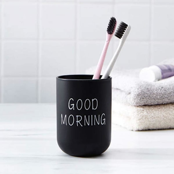 1 stk. Kop med tekst \"God Morgen\" - Tandbørsteholder - Kop til almindelige tandbørster - 330 ml - Letvægts