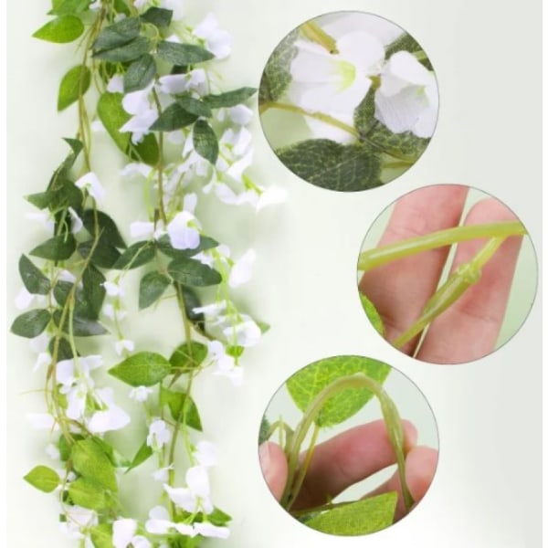 2 st x 2 m Konstgjorda växter Utomhus Wisteria Girlang Hängande Vit
