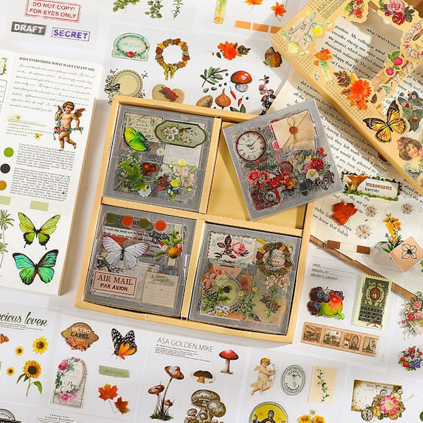 Blomster Scrapbook Sticker Pack, Scrapbook Sticker Kit, Æstetiske Naturlige Planter og Blomster, Scrapboo