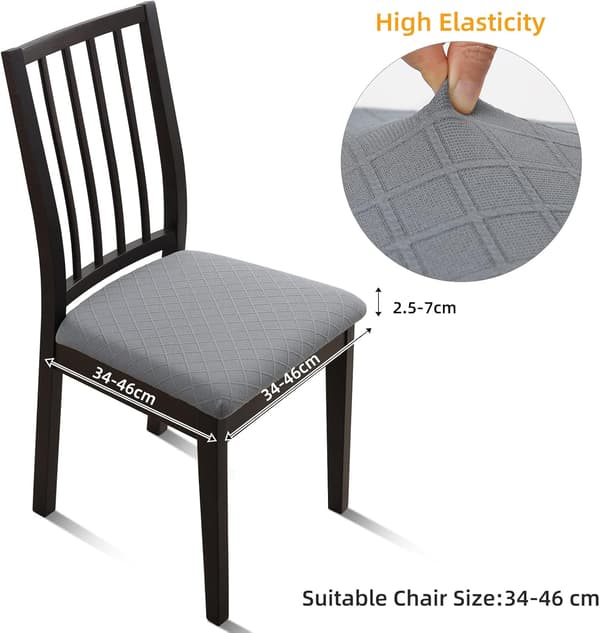 Grå 4 stk vanntett Jacquard stolsetertrekk for D