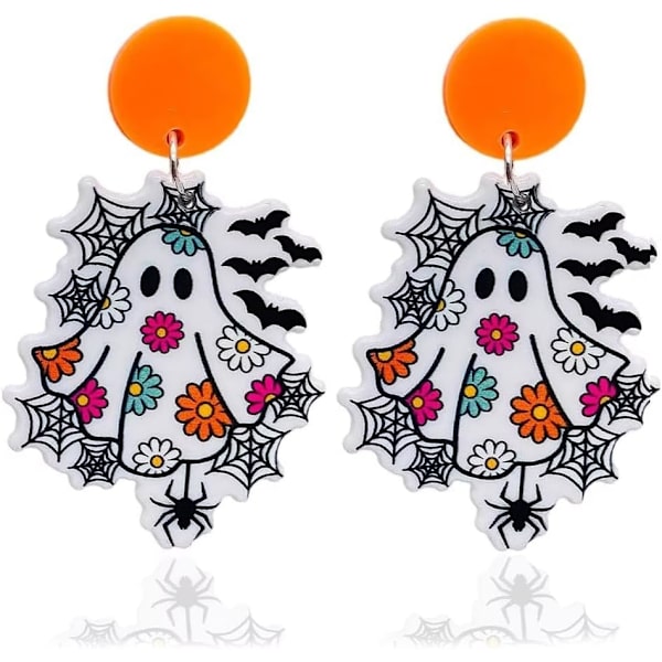 Skumle Øredobber Halloween Øredobber Skumle Søte Øredobber Akryl Edderkoppnett Flaggermus Øredobber Blomster Øredobber Drikke Øredobber