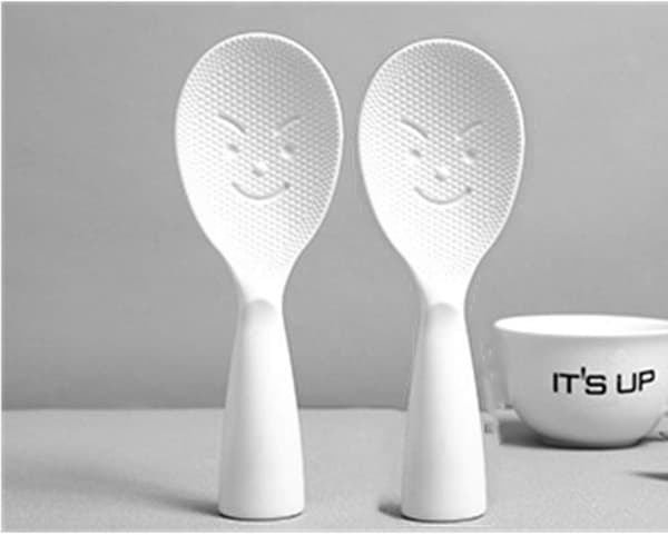 Ris Paddel Verktyg, Non-Stick Ris Sked, Stående Ris Spatel med Smiley Ansikte (2 Pack/vit)