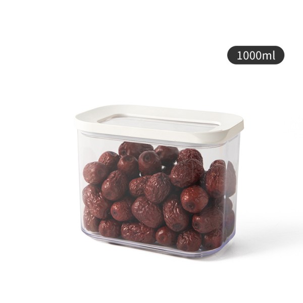 1000 ml - Valkoinen, suorakaiteen muotoinen elintarvikkeiden säilytyslaatikko - läpinäkyvä säilytysastia
