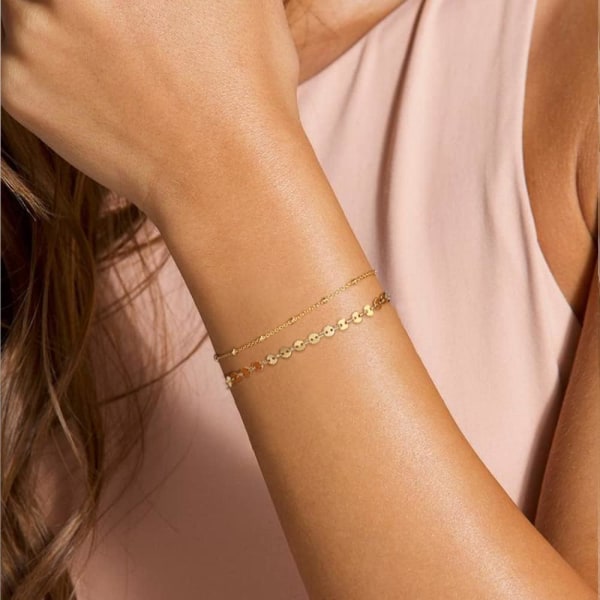 Smaltt Gyllene Armband för Kvinnor, 14k Guldfyllt Justerbart L