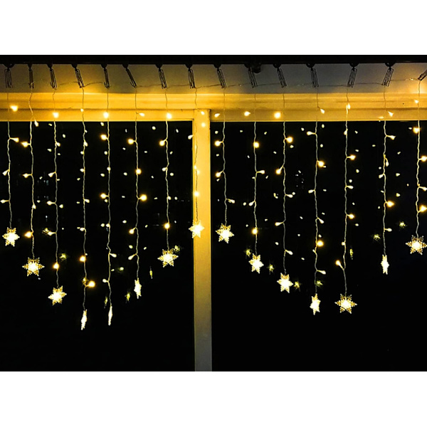 Julgransbelysning 3,5 m 96 LED-snöflingor ljusslinga juldekorationer för inomhusbruk