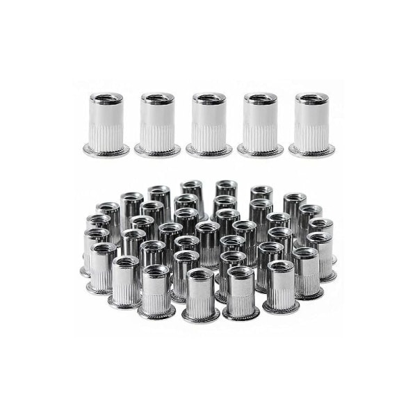 100 Pcs M4×11 Flat Head Threaded Rivet Nut, Stainless Steel Threa