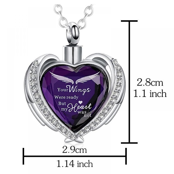 (December) Halskæde til aske Mindegaver Engel Kremering Urne Smykker 12 farver Rhinestone Charms