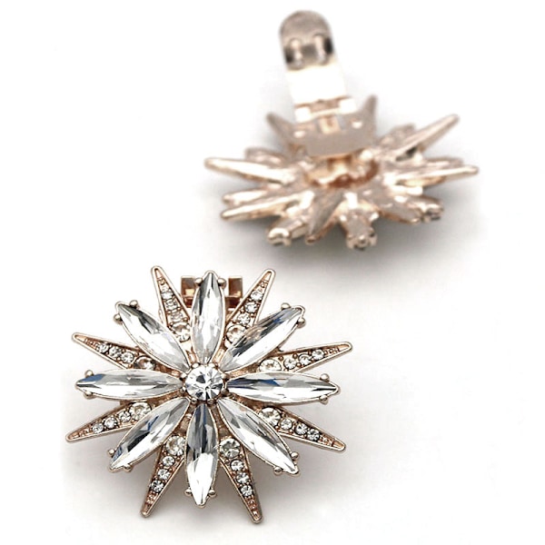 2 st Mode Kvinnor Flickor Blomma Skoklämmor Strass Skospännen för Bröllopsfest Bal