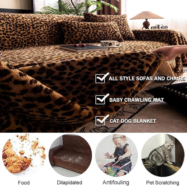 Vinter-sofateppe varmt plysj-sofaovertrekk vaskbart støvtett sofateppe beskytter sofa katt (180x130cm, kaffe)