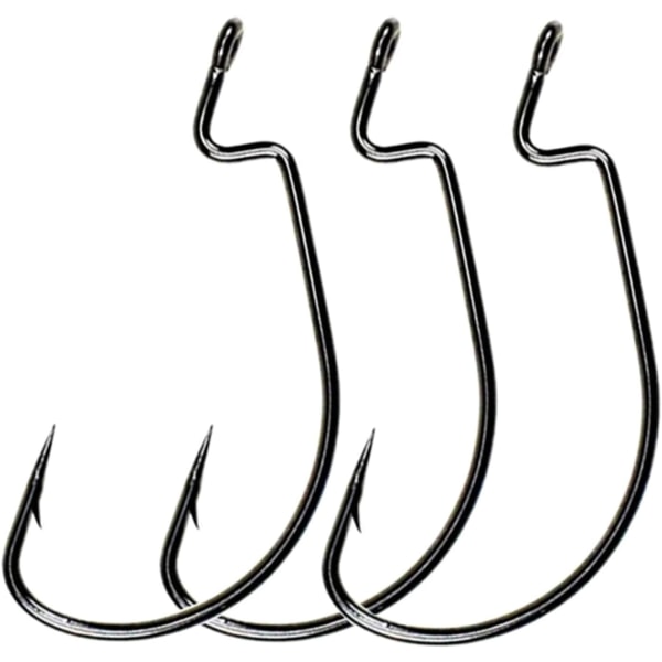 100 st Offset Worm Fiske Krokar Svart Jig Fiske Krokar Storlek 5/0
