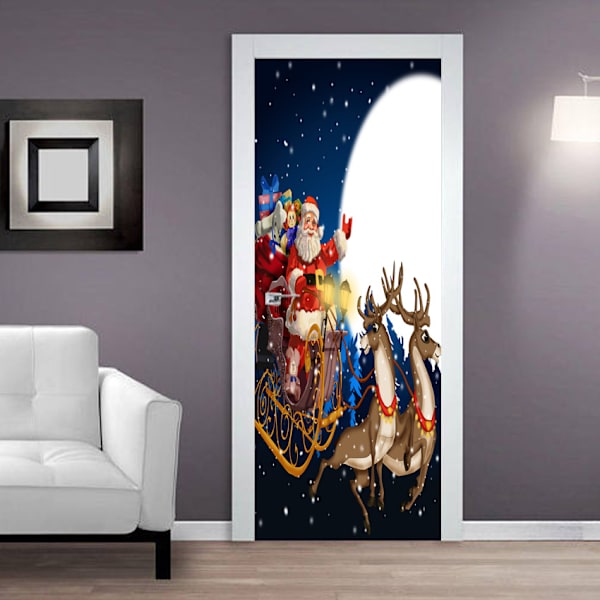 90 x 200cm Dørklistermærke (G) Klistermærke 3D Dørplakat Julemand
