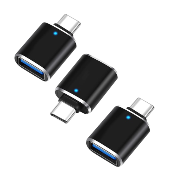 [3 pakkaus] Musta, USB Type C Uros- USB A OTG 3.0 naarassovitin Fast Sync C