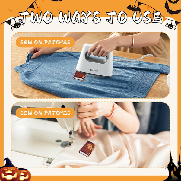 8 stk. Tryllekvinne Stryke-på-merker, Halloween-merker for klær, Jack, jakke, jeans