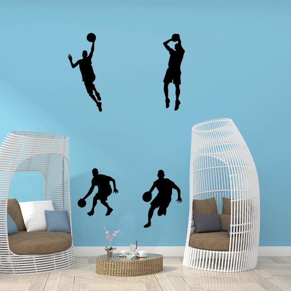 4-pack Basketball vægdekaler til drenge og piger