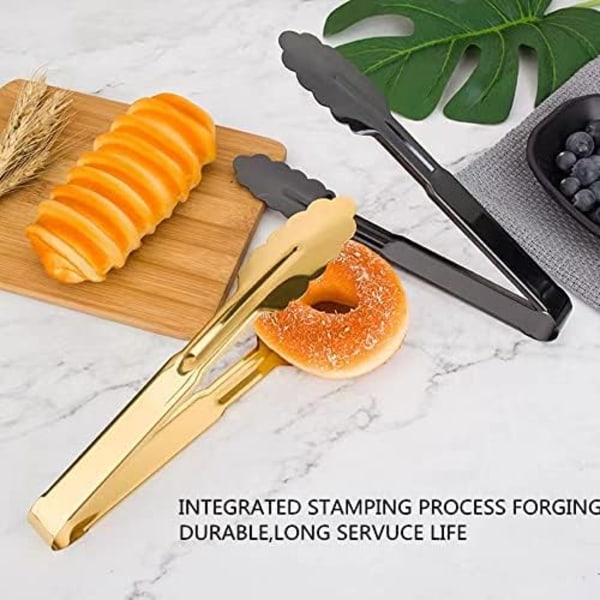24cm 2-pakke Gull Serveringstenger Grillmat Tenger Buffet Tenger Sklisikker & Enkel Grep Rustfritt Stål Gull Kjøkken Cooki