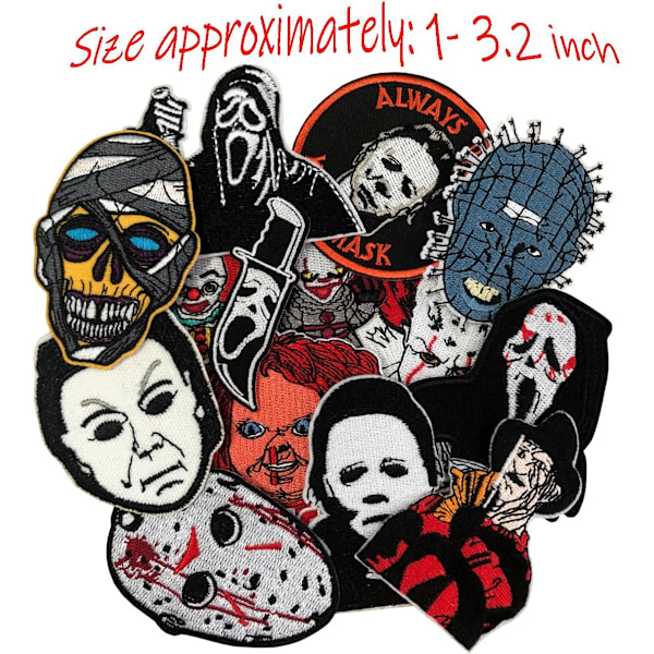 Halloween Brodererede Patches, Dekorative Anime Reparations Applikationer til Syning/Strygning af Jakker Jeans Hatte Rygsække Strømper-1