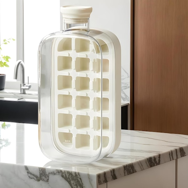 Piece Ice Bottle - 2 in 1 Jääkompressori | Kuutiopullo kannella | Jääpalamuotti mehulle, viinille ja bourbon-cocktaileille | Jäädytetty juomanvalmistustyökalu | To