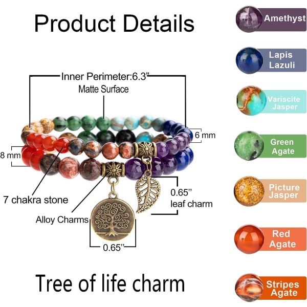 Naturligt halvädel pärlorarmband för kvinnor - Livets träd