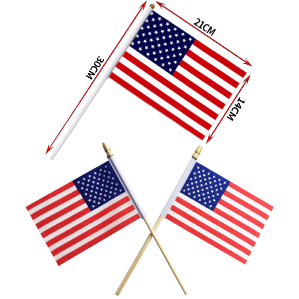 100 pakker med små amerikanske flag på pinde, 5,5 x 8,26 tommer