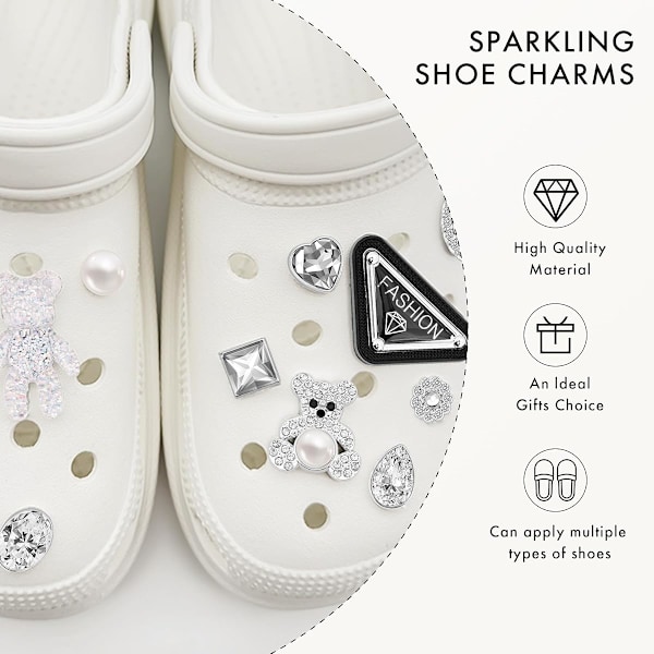 Sko Charms for Kvinner Jenter Gylne Bling Charms for Sandaler, Bling Kjede Charms Blomsterdekorasjon Søte DIY Sko Tilbehør Dekor for Festgaver Bursdag