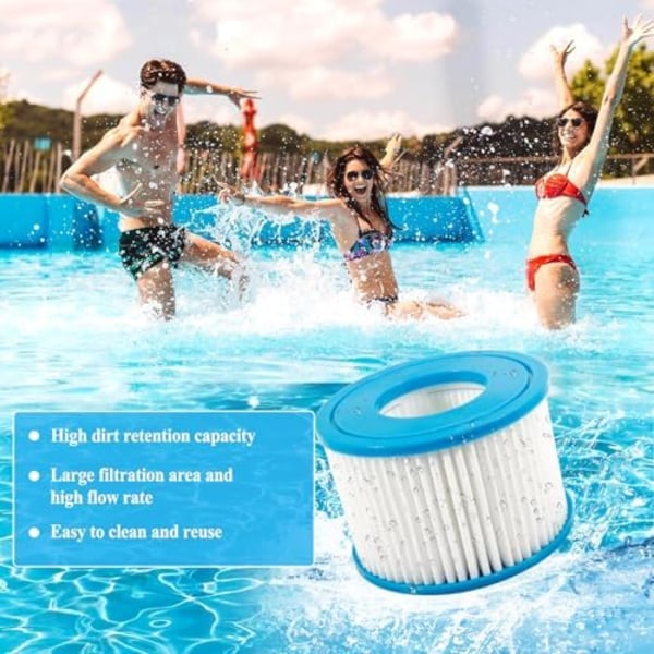 6-pak Type VI Spa-filtre, Filter VI-patron for Bestway Lay-Z-Spa, Bassengfilter Spa og boblebadfilter Type VI for Mi